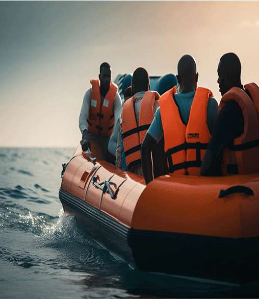 Crew boats taking a group of engineers