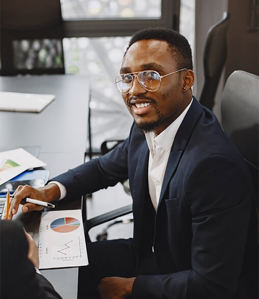 Young black man showing Exemplary Leadership